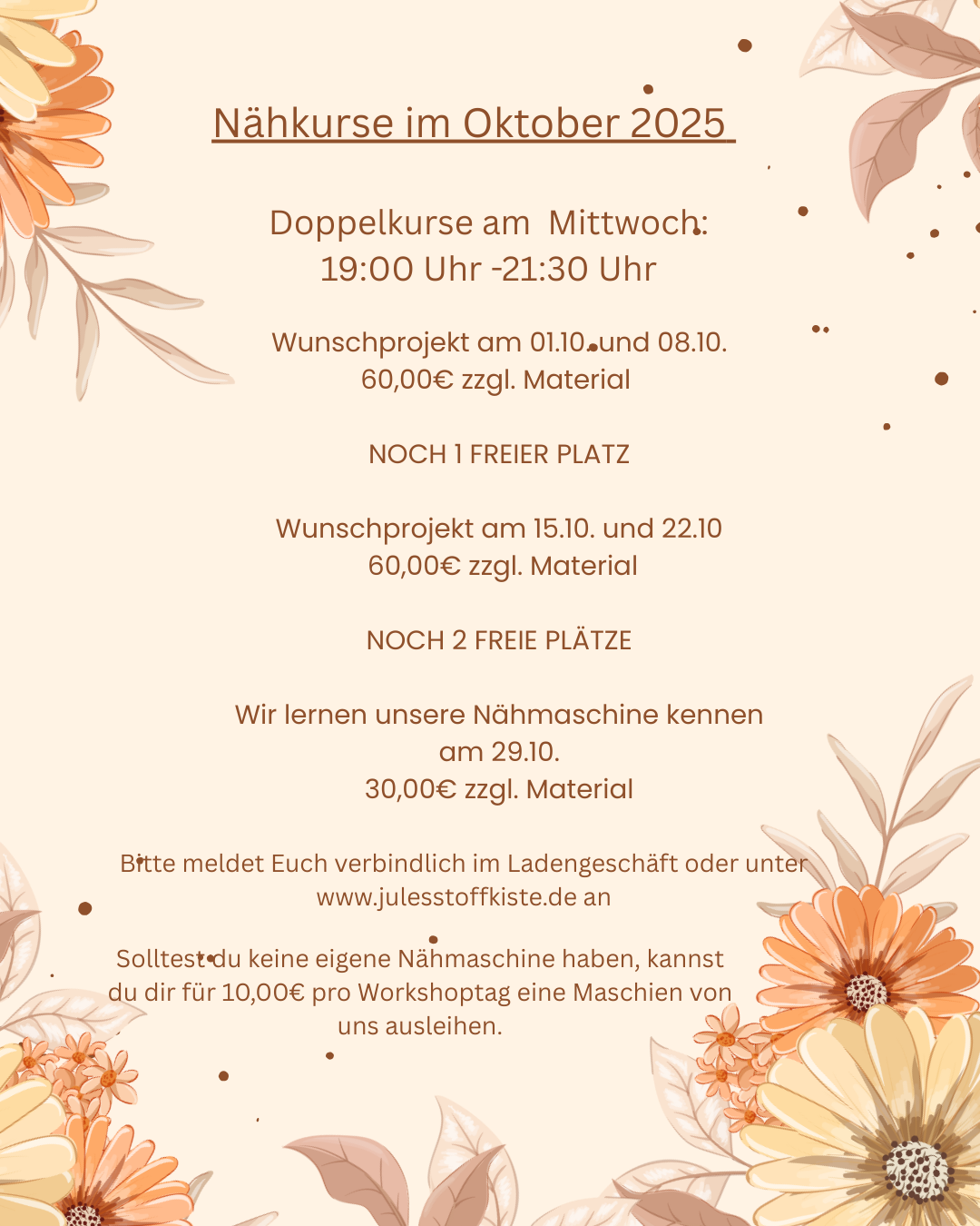 NÄHKURSE / WORKSHOPS
